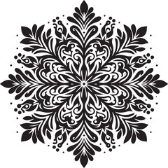 A delicate snowflake silhouette with intricate, symmetrical patterns, embodying winter's frozen beauty.