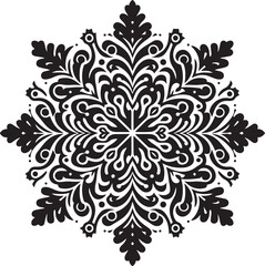 A delicate snowflake silhouette with intricate, symmetrical patterns, embodying winter's frozen beauty.