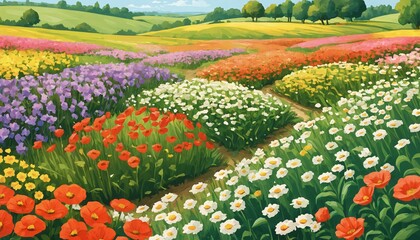 Flowers Field Illustration