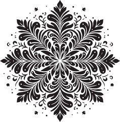 A delicate snowflake silhouette with intricate, symmetrical patterns, embodying winter's frozen beauty.
