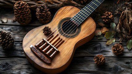 Fototapeta premium A Vivid Journey Through Handcrafted Musical Instruments, Celebrating Sound Art and Creative Expression