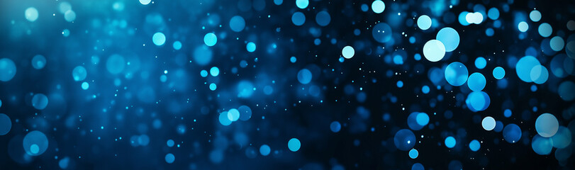 Digital blue glow particle abstract bokeh background with shine and glow blue light balls
