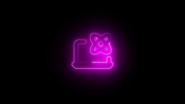 Glowing neon  Computer science icon isolated on black background. HD Video motion graphic animation