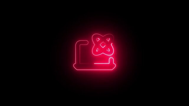 Glowing neon  Computer science icon isolated on black background. HD Video motion graphic animation