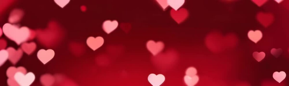 Valentine's day Pink Red Animation Hearts Greeting love hearts. Festive of bokeh, sparkles, hearts for Valentine's day, Valentines day, Wedding anniversary background. Website banner