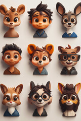 A bunch of cartoon characters that are all wearing glasses
