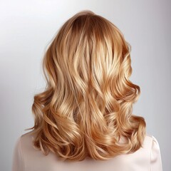 Naklejka premium Close up of a womans long wavy blonde hair.