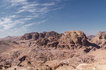 View of Wadi Musa desert from Petra, Ma'an Governorate, Jordan