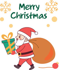 Merry Christmas with Santa Claus in Christmas theme on white