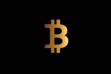 Obraz premium A gold bit coin on a black background
