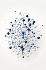 Schematic minimal tree design using navy, white, and silver colors with simple shapes