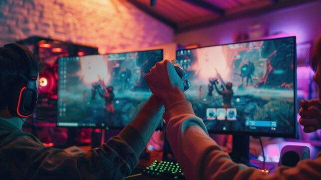 Two Gamers Playing Video Games