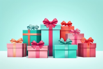 Obraz premium Elegant minimalist design silhouettes of pastel christmas gifts on clean backgrounds