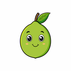 Cartoon  Guava with cute expiration face vector