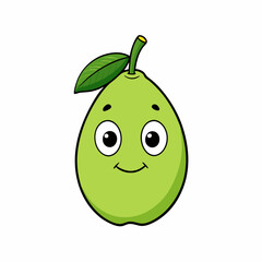 Cartoon  Guava with cute expiration face vector