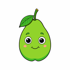 Cartoon  Guava with cute expiration face vector