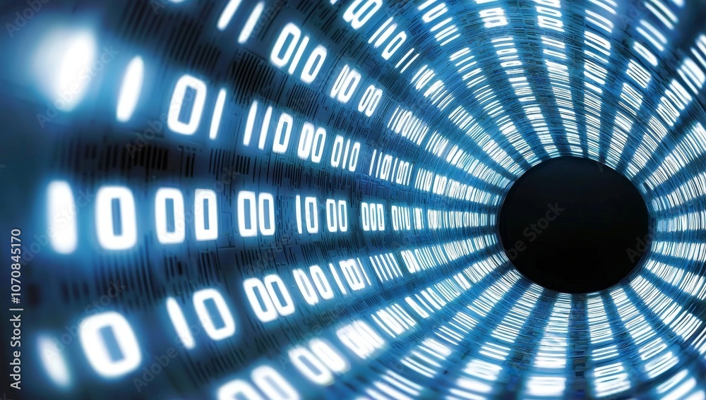 Poster a dynamic digital artwork featuring an abstract representation of data flow through the online netwo
