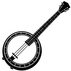 Banjo vector silhouette on white background