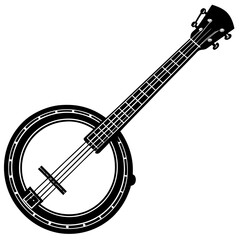 Banjo vector silhouette on white background