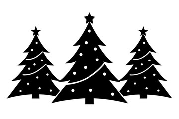 Fototapeta premium Christmas trees vector silhouette on white background