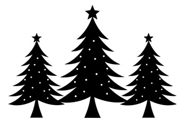 Christmas trees vector silhouette on white background