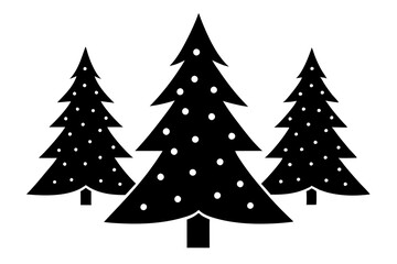 Christmas trees vector silhouette on white background