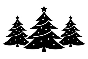 Christmas trees vector silhouette on white background