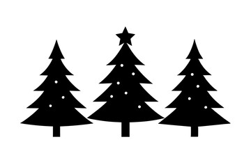 Christmas trees vector silhouette on white background
