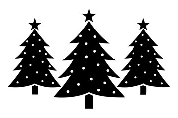 Christmas trees vector silhouette on white background