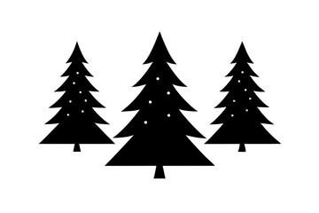 Christmas trees vector silhouette on white background