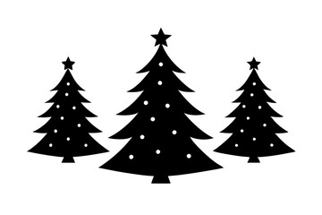 Christmas trees vector silhouette on white background