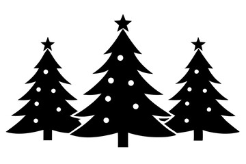 Christmas trees vector silhouette on white background