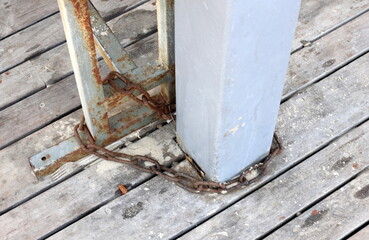 Strong iron steel chain close up.