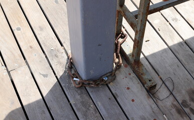 Strong iron steel chain close up.
