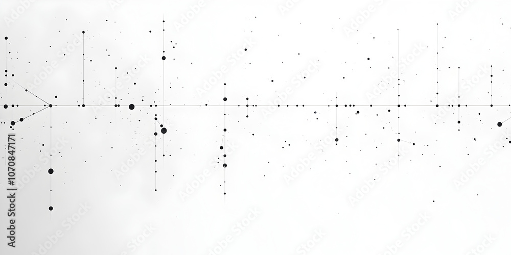 Poster abstract data stream: a mesmerizing visualization of data points scattered across a grayscale canvas