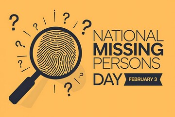 National Missing Persons Day design with magnifying glass and fingerprint