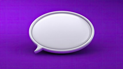 Glossy white speech bubble with soft edges over a royal purple background, adding elegance to any message.