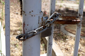 Strong iron steel chain close up.