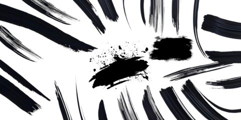 Black Brush Strokes Set, Set of thick black brush strokes