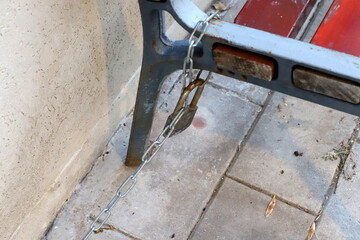 Strong iron steel chain close up.