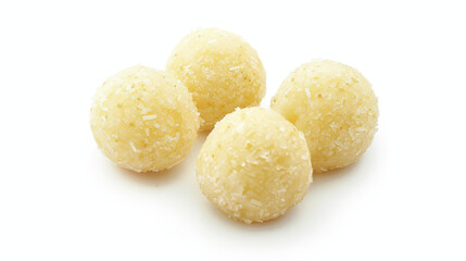 laddu indiaen dessert food on white background, fried balls