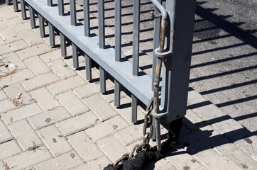 Strong iron steel chain close up.
