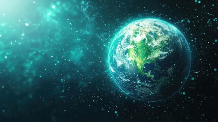 Fototapeta premium Holographic Earth with Soft Blue Hues and Heart Overlay