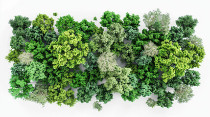 green trees isolated on white background