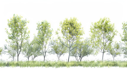 green trees isolated on white background