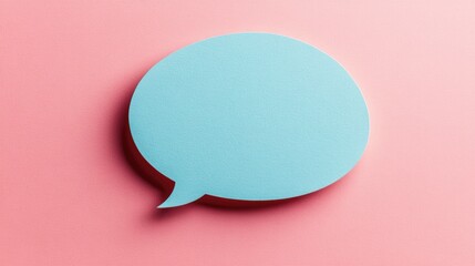 Soft pastel speech bubble with a light shadow, placed on a gradient pink background for a gentle promotional touch.