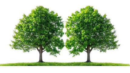 green trees isolated on white background