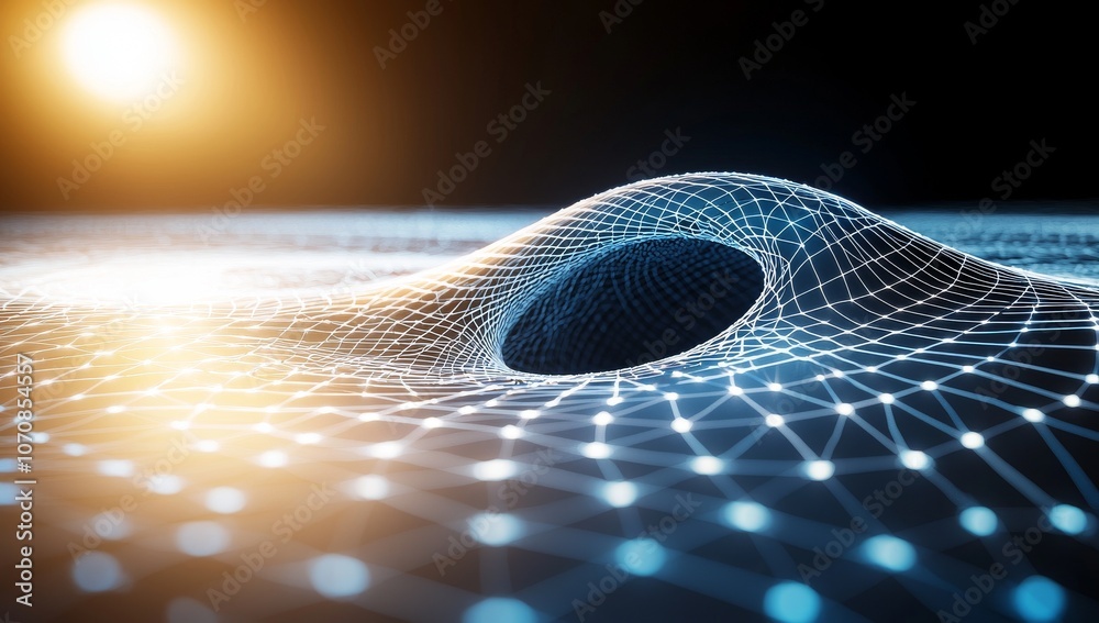 Poster a dynamic digital artwork featuring an abstract representation of data flow through the online netwo
