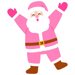 chubby santa claus with pink costume jumping illustration