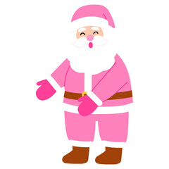 chubby santa claus with pink costume pointing hand illustration